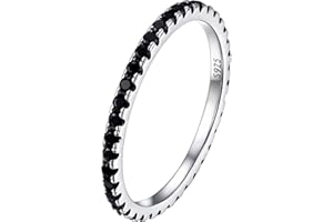 PROSILVER Personalizables Anillos con Diamantes Blancos/Negros CZ, Anillos Delgados Elegantes para Compromiso Boda Tamaños 47/49/52/54.4/57/59/62/64/67