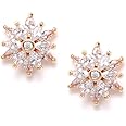 ZAVERI PEARLS ZPFK9463 Sparkling Cubic Zirconia and Pearl Stud Brass Base Metal Gold Earring For Women