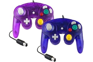 Hovlian 2 Pack NGC Controllers,Classic Wired Controller for Wii Game cube Console (Clear Purple and Blue)