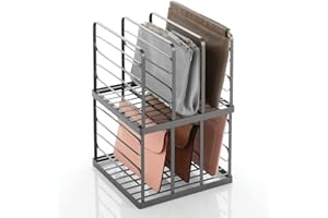 mDesign Organizer pochette dai bordi alti – Pratici porta tutto per borsette, portafogli e documenti dotati di 5 scomparti – Scatola in plastica – Set da 2 – grafite