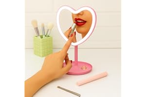 KASANOVA Specchio da tavolo cuore con led rosa