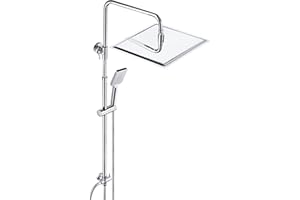 JOHO Colonne de Douche Complet sans Robinetterie pour Salle de Bain Système Pluie Chromé Réglable en Hauteur Ensemble de Douche Baignoire avec Douchette à main et Pommeau de Douche Carrée 30x30.