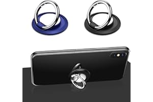 CQQNIU Zestaw 2 uchwytów na telefon komórkowy, obracany o 360°, super odporny na zużycie, uchwyt na telefon, uchwyt pierścieniowy do smartfonów, tabletów (czarny, niebieski)