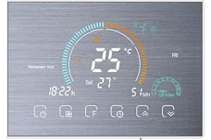 Decdeal Termostato WiFi per Caldaia a Gas - Controllo App Vocale/LCD Retroilluminato Visualizzazione dell'umidità e UV,Termostato Programmabile Compatibile con Alexa Google Home