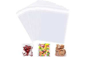 XMBYGEY Self Seal Cellophane Bags 100 Pack,5×7 Inches Self Adhesive Cookie Bags,Clear Cellophane Bags Food Safe for Cookies, Sweets,Treat,Gifts, Jewelry, Cards. (5×7 Inches - 100pack)