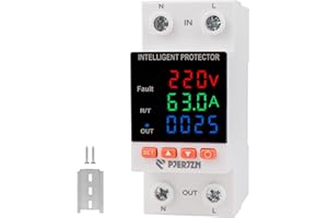 PJERJZN Intelligenter 2P Über-/Unterspannungsschutzschalter 110-230V 1-63A mit LCD-Display 2 Modelle (Basis & Energie-Messfunktion) (Messfunktion)