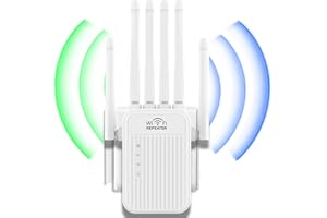 GENÉRICO Repetidor WiFi,2025 Potente Amplificador WiFi,Amplificador señal WiFi,Repetidor WiFi Largo Alcance,6 Antenas,2 Puertos LAN,Cobertura de hasta 11800Sq.para Oficinas Y hogares,Fácil Instalación