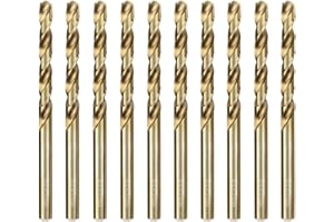 luwiscook HSS 5% Cobalt Jobber Drill Bit Set, 5mm 10pcs M35 Twist Drill Bits, 135° for Stainless Steel, Hard Metals, Cast Iron, Aluminium and Copper, Stored in A Plastic Box
