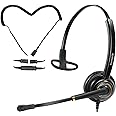 KEMEILE Corded Telephone Headset with Noise Cancelling Microphone RJ9 U10P Bottom Cable Compatible with Polycom AVAYA Digital Fanvil AudioCodes ShoreTel Office Landline Deskphones