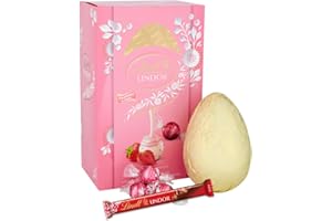 TJMOLTEN Lindor Strawberries and Cream White Chocolate Easter Egg - Lindt Easter Egg - Large Easter Egg Bundle, Lindt Milk Truffles & Bar 350 g - Easter Gift for - Easter 2024, Easter Egg Hunt