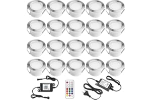 Lampe au Sol Spot Encastrable+Wifi contrôleur-Lumière RGBW (RGB+Blanc Chaud) étanche IP67 Ø61mm-éclairage pour terrasse, patio, chemin, mur, jardin, décoration, intérieur et extérieur