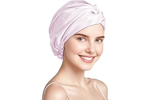townssilk Gorro de noche para mujer, 100% seda de morera, gorro de ducha de seda de 16 mommes, bueno para el cabello, protege el cabello, gorro de noche de seda, doble capa, lavanda