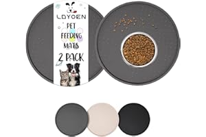 LDYOEN 2 Stück Napfunterlage für Hund Katzen, Hundenapf Unterlage Katzennapf Unterlage aus Silikon, Hunde Katzen Futtermatte wasserdichte und rutschfeste Fressnapf mit Rand, 30x30cm, Dunkelgrau
