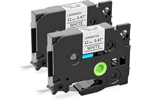 Cinta Oozmas Compatible para usar en lugar de Brother TZe-231 P-Touch TZ Tape 12mm 0.47, Compatible Brother Pt-1000 Pt-1010 PT-1080 PT-E100, Negro sobre Blanco, 12mm x 8m, pack de 2