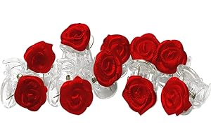 UHELTOSLY Pinces à cheveux ornées de roses, Barrette à Fleur, élégant hairclips, Bijoux de cheveux mariée Femme Fille- Rouge