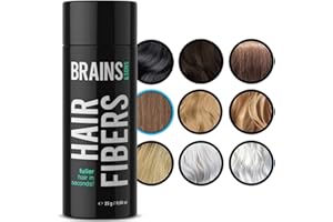 Brains & Son Hair Fiber - Premium Hair Thickener – Immediately Conceals Receding Hairlines, Hair Loss, Balding Areas and Thinning Hair – Undetectable Keratin Fibers - Hair Powder | 25g (LIGHT BROWN)