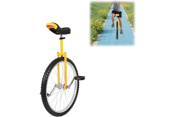HUOMMGS enhjuling 24 tum balansträningcykel justerbar enhjuling vuxna för över 1,75 m vuxen uppgraderingspojäll med ergonomisk sadel för nybörjare och proffs unisex
