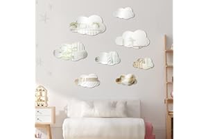 AUSTUFF 3D Moon Cloud Mirror Wall Decor Acrylic Mirror Wall Stickers Self Adhesive Decorative Moon Star Wall Decals for Baby Kids Children's Living Room Bedroom Nursery Wall Decor (Cloud)