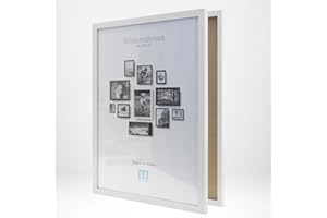 M MERCEO 50x70cm (1Stk) in Weiß, minimalistischer & moderner Bilderrahmen für Fotos & Bilder. Inkl. Acrylglasschutz. Eignet sich für die Wand, Hochformat oder Querformat
