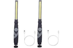 ANTDAU71 2 pièces Lampe de travail LED magnétique portable professionnelle pour atelier, lumière de travail avec base, lampes d'inspection pour la randonnée, le camping