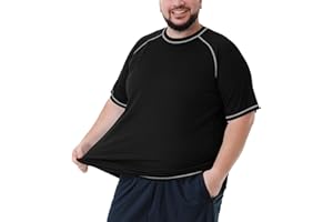 IDTSWCH Men's Large Sizes Plus Size Swimming Shirt Rash Guard Men's Protection Beach T-Shirt Short Sleeve