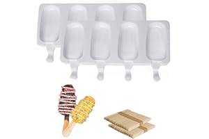 SIMEIXI 2er-Pack Eisformen, BPA-freie Silikoneisformen, wiederverwendbare Eisformen für Kinder und Erwachsene (mit 100 Eisstangen).