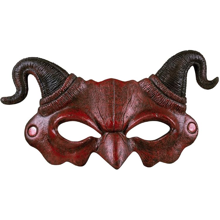 WIDMANN Teufelmaske Für Erwachsene – Schwarz, Lächelnd, Einheitsgröße, Aus Latex/Kunststoff