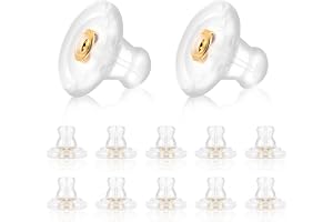 Mabor 12 Pieces Silicone Ear Studs | Transparent Earrings, Flat Closure, Earring Closure, Earring Fastening Stop