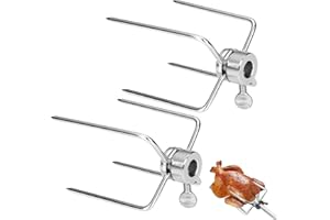 SVUPUE Klamra do mięso, 2 sztuki spinek do grillu do rożna, stal nierdzewna, szpikulce do mięso, grill kurczaka, widelec do grilla ze śrubą blokującą, kolor srebrny