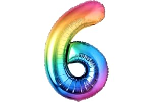 JONAMI Balloon 6th Birthday Number 6 Multicolor XXL Giant Foil Balloon 40” Birthday Decoration. Flies with Helium.
