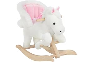 Woltu gunghäst, baby, gungdjur, gungstol, plysch, gungleksak med bä , PP-bomull, vit +