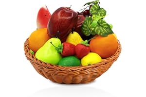 LAIIQI 13 Pcs Fake Fruit Artificial Plastic Foam Fruits Faux Simulation Fake Apples Lemons Oranges Strawberries Grapes for Home Kitchen Holiday Party Photography Props Lifelike Decorate