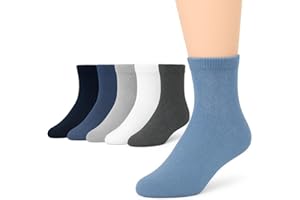 lurensa 6 Pares de calcetines para niño - niña - bebé de suave algodón y traspirables. Medias unicolores cortas – deportes - elástico y resistente, Variedad de tallas