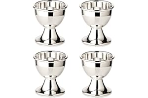 EDZARD Juego de 4 hueveras Classo, Plateado Pesada, Altura 5 cm