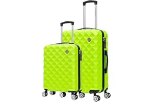 Preston Morgan Cabin+Medium Suitcase 2Pc Luggage Set Hard Shell and Lightweight with 4 Dual Spinner Wheels and Built in TSA Lock (Lime Green)