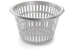 Acan Tradineur - Cesta para la Ropa Redonda - Pongotodo de plástico - Cesta Colada Redonda - Disponible 6 Colores para Elegir la más preferida - Ø 45 x 28 cm - Color Plata