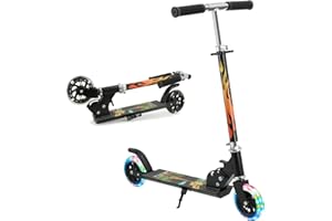 Teamoove Scooter for Kids Ages 3-5, LED Light Up 2 Wheels Gift Scooter for Girls and Boys,Folding Adjustable Kick Scooter for Kids Ages 5-8,Lightweight Kids Scooter with Kickstand and Rear Brake
