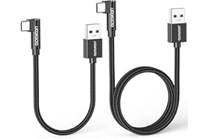 aceyoon Kabel USB C krótki 20 cm + 50 cm, 5 V/2 A, 90 stopni, kabel USB C, kątowy, z nylonowym plecionym kablem USB na USB C, kątowy, kompatybilny z Samsung Galaxy S22, S21, S20