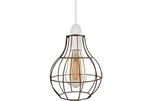 LEDSone Vintage metalowy abażur retro geometryczny przemysłowy druciany klosz klosz lekka klatka ochronna (szczotkowana miedź 1)