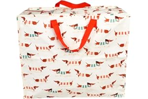 Rex London - Duża torba XXL, torba do przechowywania z zamkiem błyskawicznym - Sausage Dog/jamnik