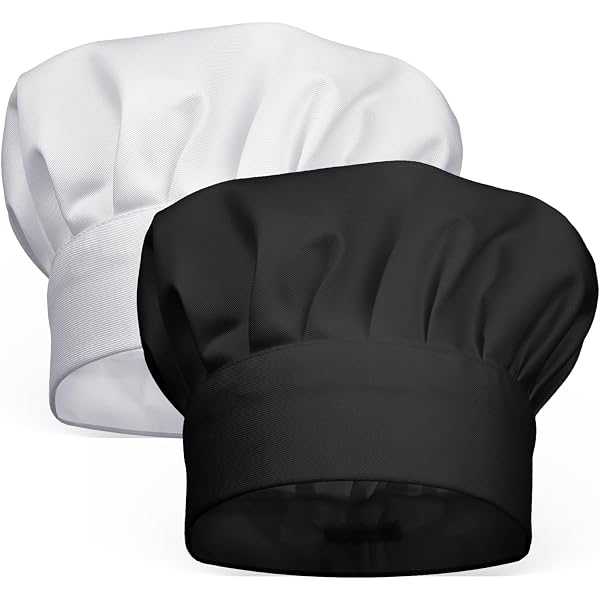 Toque De Chef Master Chef Brodée En Coton - Taille Réglable (34-50), Pour Hommes Et Femmes, Noir