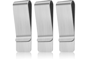 DEVENIRRICHE Spinka do banknotów, 3 sztuki, srebrna, ze stali nierdzewnej, przenośna spinka do pieniędzy, na wizytówki, karty kredytowe, rachunki, dokumenty, banknoty, srebro, Minimalny