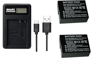 FUGASUN 2 Stück 1800 mAh PAN BLC12 DMW-BLC12 Akku mit LCD-Akku-Ladegerät für Panasonic Lumix FZ1000, FZ200, FZ300, G5, G6, G7, GH2, DMC-GX8 (1 Stück Akku mit Ladegerät)