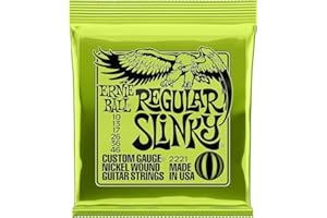 BE! Ernie Ball Regular Slinky Guitar Strings - includes spare E (10) string and 6 free Giocoso plectrums