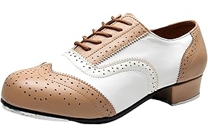 ZHENSI Zapatos De Claqué Hombre Zapatos De Baile De Salón De Tacón Bajo Zapatos con Cordones Brogue Transpirables
