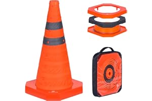 GUARDLEAD Cônes de sécurité avec Base lestée de 45cm signalisation Pliables - Cônes d'avertissement d'urgence - pour stationnement de Route et Construction (1, 45cm)