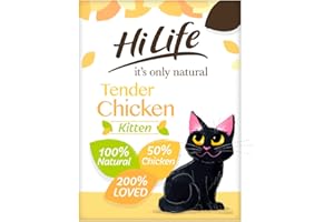 HiLife it's only natural Complete Wet Kitten Food (1 to 12 months), Tender Chicken Pate, Grain Free & Made With 100% Natural Ingredients (32 Pouches x 70g)