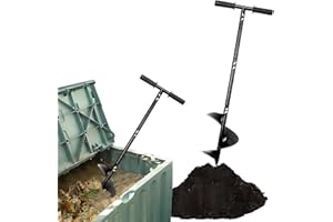 WLSANX Outil de tournage de compost - Barre tournante de compost - 84,8 cm - Aérateur de compost manuel - Outil de mélange pour bac à compost extérieur - Accessoires de compostage (noir, 84,8 cm)