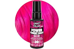Crazy Color Pink Power Pigments 30 utilisations | Pigments ultra concentrés, toner personnalisé et teinture semi-permanente de la maison | Formule végétalienne | Sans javel ni ammoniaque | 30 ml