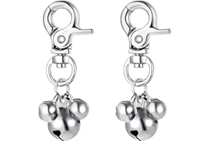 maxtachi 2 Pcs Bells for Dog Cat Collars, Extra Loud Cat Bell Collar, Triple Bell Pendant Dog Bell Collar, Jingle Bell for Cat Collar, Dog Collar Bell with Swivel Lobster Clasp, Pet Collar Accessories